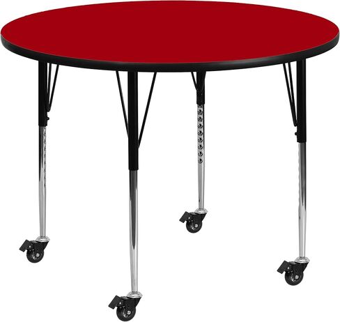 Flash Furniture Wren Mobile 48'' Round Grey Thermal Laminate Activity Table - Standard Height Adjustable Legs in Saudi Arabia