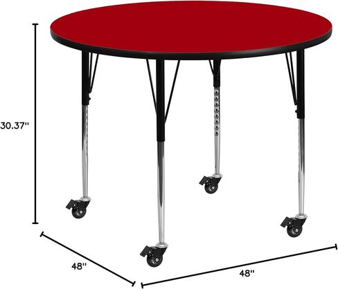 Flash Furniture Wren Mobile 48'' Round Grey Thermal Laminate Activity Table - Standard Height Adjustable Legs in Saudi Arabia