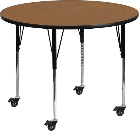 Flash Furniture Wren Mobile 48'' Round Grey Thermal Laminate Activity Table - Standard Height Adjustable Legs in Saudi Arabia