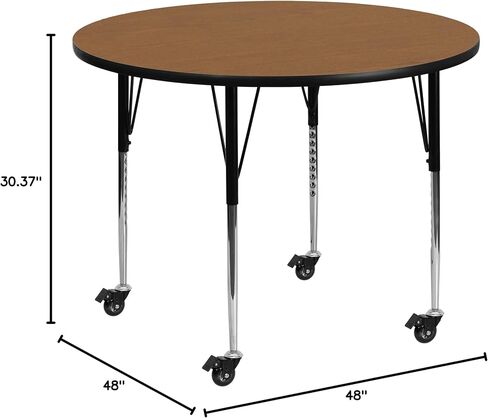 Flash Furniture Wren Mobile 48'' Round Grey Thermal Laminate Activity Table - Standard Height Adjustable Legs in Saudi Arabia