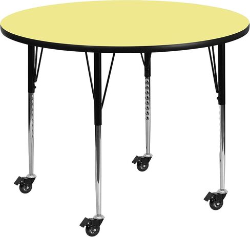Flash Furniture Wren Mobile 48'' Round Grey Thermal Laminate Activity Table - Standard Height Adjustable Legs in Saudi Arabia
