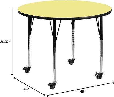 Flash Furniture Wren Mobile 48'' Round Grey Thermal Laminate Activity Table - Standard Height Adjustable Legs in Saudi Arabia