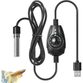FEDOUR 10W Super Mini USB Aquarium Heater, Small Adjustable Heater with External Controller for 1-3 Gallon Small Fish Tank, Nano Fish Tank Heater, Betta Heater for Fish Bowls