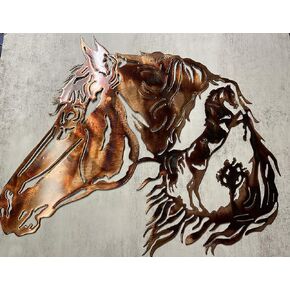 Horse in a Horse Scene Metal Art 20" x 16"