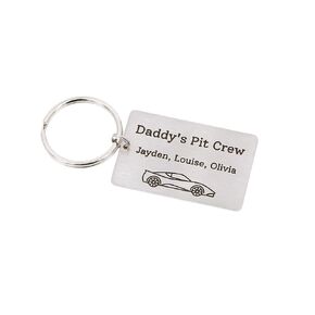 Daddy's Pit Crew Keychain - New Father - Race Car Driver - Custom Nameplate Gift - DGR-1.25Rect