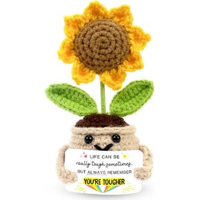 Inspirational Sunflower Crochet, Motivational Gifts for Women Men, Positive Crochet Sunflower for Cute Decor, Crocheted Plants Birthday Gifts for Sister, Friends, Coworkers