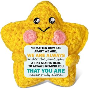 Friendship Crochet Star Gift for Women Friend, Emotional Support Cheer Crochet Doll, Going Away Goodbye Farewell Leaving Long Distance Relationship Gifts for Best Friend Girlfriend Boyfriend Couple