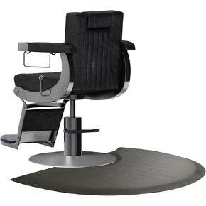 Salon mats for Hair Stylist 35.8"x27.9" Barber Shop Anti-Fatigue Salon Chair Mat - Black Semi Circle Hair Floor mats - 1/2" Thick Comfort Salon Standing Floor Mat, Hair Cutting Hairdressing Equipment