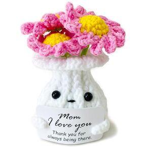 RFUYIR Positive Crochet Daisy Inspirational Gift for Women - Sometimes You Forget You're Awesome - Handmade Knitted Potted Plant Decor Appreciation Thank You Gifts for Women, Coworker, Friend, Teacher