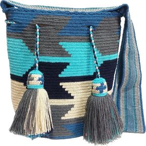 Wayuu Crochet Tote Bag, Woven Mochila, Colombian Tribal Bag, Beach Bag