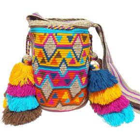 Large Wayuu Bag – Colombian Crochet Tote Mochila – Woven Tribal Crossbody Bag – Boho Shoulder Purse – Beach Bag – Indigenous Art – Gift Ready