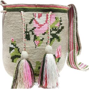 Wayuu Crochet Tote Bag, Woven Mochila, Colombian Tribal Bag, Beach Bag