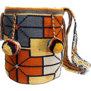 Wayuu Crochet Tote Bag, Woven Mochila, Colombian Tribal Bag, Beach Bag