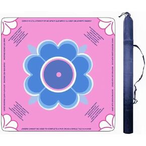 Mahjong Mat for Table with Rules Anti Slip and Noise Reduction Table Cover for Mahjong, Poker, Card Games, Board Games, Dominoes, Tile Games 31.5" x 31.5" with 1 Carrying Bag (Pink)