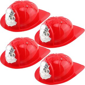 4 Pcs Kids Firefighter Hat Plastic Fireman Helmet Fire Chief Hat Costume Accessory for Adult Cosplay Dress Up Party Favors
