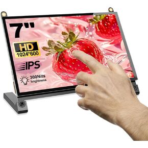 شاشة لمس 7 بوصة، شاشة لمس سعوية HD 1024×600 IPS LCD متوافقة مع R Pi 4B/3B+/3B/2/1B+/Zero Ora Pi 5 Por/3 Plus/3B/4B Ban Pi وWindows 10/8/7 in Kuwait