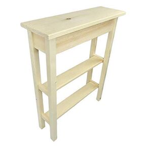 24" Narrow Console Sofa Table - Unfinished Foyer Pine Table With 2 Bottom Storage Shelf