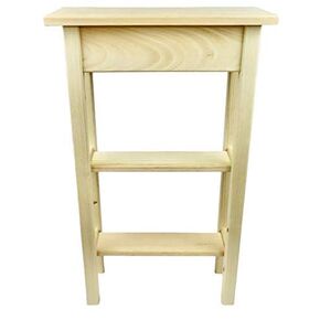 18" Narrow Console Sofa Table - Unfinished Foyer Pine Table With 2 Bottom Storage Shelf