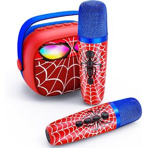 Mini Karaoke Machine for Kids ، 5 تأثيرات صوتية - مكبر صوت بلوتوث المحمول مع 2 مصابيح LED MICs اللاسلكية للفتيان الفتيات الذين تتراوح أعمارهم بين 3-12 | لعبة عيد ميلاد Kids Karaoke Machine لعبة للغناء والحفلات واللعب