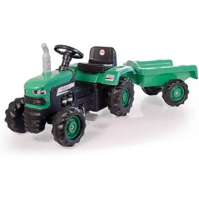Toys - Pedal Operated Big Green Tractor with Trailer