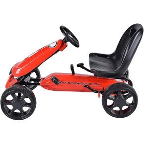 GLACER Kids Go Kart, 4 Wheels Outdoor Racer Toy Car for Kids, Pedal Powered Ride On Car w/Adjustable Seat, EVA Rubber Tires, Ideal for Boys Girls (Blue)