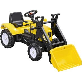 Aosom Kids Manual Pedal Ride-On Excavator with Front Loader Digger, Ride-On Tractor for 3 Year Old, Yellow