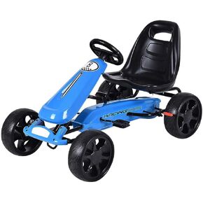 Costzon Pedal Go Kart, 4 Wheel Powered Ride On Toy, Pedal Car with Ergonomic Adjustable Seat, Handbrake, Non-Slip Rubber Wheels, Go Kart for Kids 2-5, Gift for Boys Girls (Red)