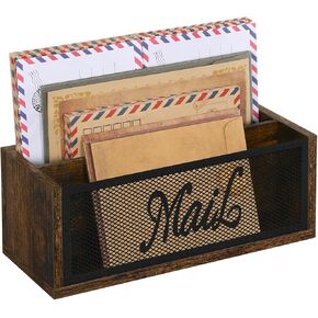 YINMIT Mail Organizer Countertop, Mail Holder with 2 Slots, Letter Holder for Wall, Desk Mail Sorter, Mail Organizer Wall Mounted, Bill Envelope Holder for Home Office