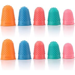 10Pcs Silicone Finger Tips Protector, Silicone Thimbles for Finger Tips Protection, Small Fingers Grip Cover Pad Thimble for Paperwork Money Counting Cutting Knitting Sewing Crafts