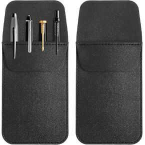 2pcs Pocket Protector,PU Leather Pocket Organizer,Pockets Pen Holder Organizer Pouch for Shirts,Lab Coats, Pants,Multi-Purpose Holds Pens,Pointers,Pencils and Notes - Black