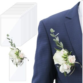20 حزمة جيب boutonniere حامل البلاستيك زهرة مربعة الأكمام صافية لا دبوس صدر السترة مطلوبة لترتيب العريس.