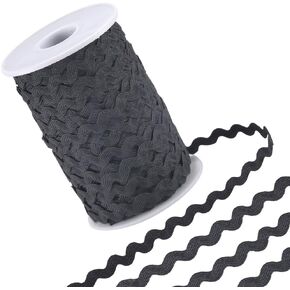 GORGECRAFT 137 Yards White Rick Rack Trim for Sewing 3/8 Inch Wavy RIC Rac Ribbon Thin Rickrack Wave Bending Fringe Trim Zig Zag Polyester S Shaped Lace Woven Braided Fabric with Spool for DIY Crafts
