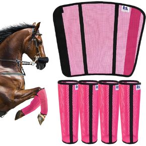 Fly Boots for Horses Set of 4 - Edge-Curved Design for Optimal Fit, Non-Sag Dual Stay System, Breathable Mesh for Comfort, Reduces Stomping & Fatigue (Medium to Large, Dark Blue)