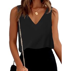 Chigant Linen Tank Tops Women Cotton Camisole Shirt Cami V Neck Sleeveless Soft Tank T-Shirt Top Navy in Saudi Arabia