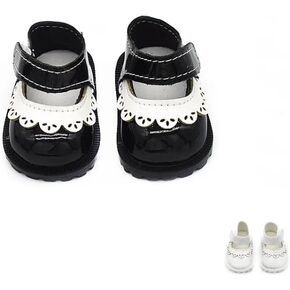 Doll Shoes Compatible with 17 cm Dolls, Versatile Doll Shoes with Custom Fit - Hook & Loop Fastening for Easy On/Off, Doll Accessories Secure for Bag Clip, No Doll(White)