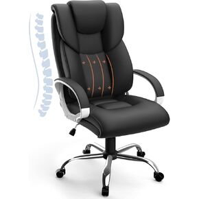 Office Chair, Ergonomic Home Office Chairs Heavy Duty Leather Executive Chair, Big and Tall Office Chairs High Back Computer Gaming Chair with Arm Padded, with 360 Degree Swivel Wheels, Black