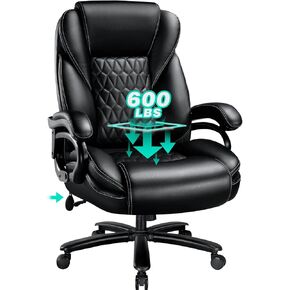 600lbs Big and Tall Office Chair with Pocket Spring Cushion, Ergonomic Heavy Duty Office Chair for Low Back Pain Relief, Large Executive Desk Chair with Adjustable Lumbar Support in Saudi Arabia