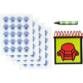 Dog Detective and Blue Handy Notebook Halloween Costume Cosplay Accessory with Dog Paws Stickers and Black Crayon