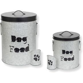 Medium Dog 40lb Pet Food Storage Canister with Scoop – Durable & Airtight for Freshnesss, Minimalist Design & Recyclable, Medium Metal Container (Dog Bin - Medium Size)