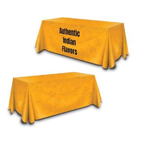 Personalized Tablecloth for Events, 4ft,6ft,8ft Tradeshow Events, Birthdays, Wedding, Machine Washable Durable Hem, Polyester Fabric, Custom Tablecloth, Rectangle Cloth (8ft closed back)