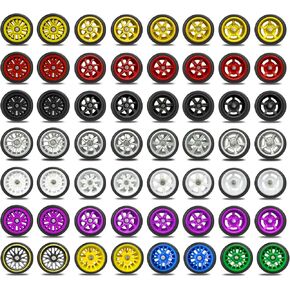 28 Set 1/64 Wheels and Tires Kit, 1:64 Scale Model Hot Wheel Rims Rubber Tires Random Color Replacement Accessories for Model Cars Upgraded and Modified,Mixed Styles