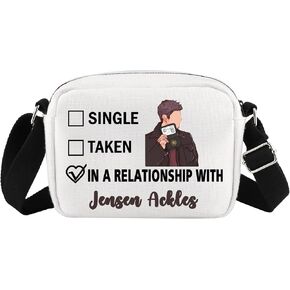 G2TUP Jensen A Inspired Gift Mentally Dating Jensen A Makeup Bag Dean Winchester Fan Cosmetic Bag Jensen A Merch (Jensen A White Bag) in Kuwait