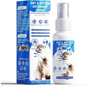 Cat Deterrent Spray, Nature Cat Repellent Sprays for Indoor, Alcohol-Free, 100ML Bitter Apple Spray for Cats & Dog Training Aid, Safe Dog Scratch Deterrent for Protect Furniture, Sofa, Rug
