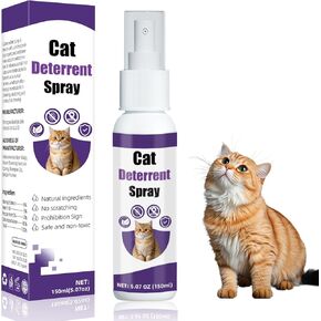 Cat Deterrent Spray 5.07 Oz,Cat Scratch Deterrent for Furniture Can Set Up Restricted Areas Keep Cats Away,Natural Formula,Alcohol-Free, Humane Training Method Suitable for All Cats