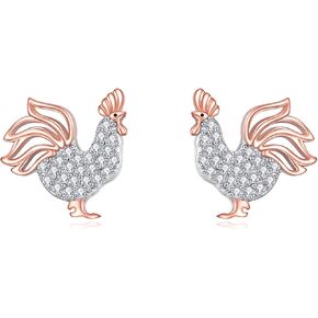 Cat Earrings Studs for Women, Pink Birthstone Earring Gift for Girls, S925 Sterling Silver Sensitive Earrings for Women Hypoallergenic Studs in Kuwait