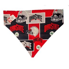 Ohio State Buckeye Football Over the Collar Dog Bandana That Slips onto Their Existing Collar Size (Small)