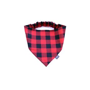 Plaid flannel scrunchie dog bandana perfect for Halloween, Thanksgiving, Christmas, elastic pet bandana for fall and winter (Ombre Plaid, Small)