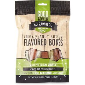 Good Lovin' No Rawhide Large Peanut Butter Flavored Dog Bones 13.2 oz. Count of 3