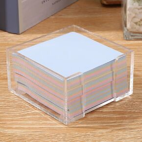 Acrylic Sticky Note Holder, 3x3 Crystal Clear Notepad Holder with Anti-Slip Base Post It Note Holder Sticky Note Dispenser for Office Desk, Home Organizer