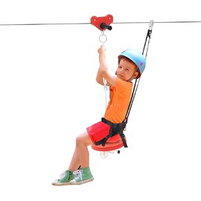 160ft Zipline Kit with Stainless Steel Spring Brake & Multifunctional Seat, 330lbs Capacity Backyard Adventure Set for Kids - Complete Safety Gear Included